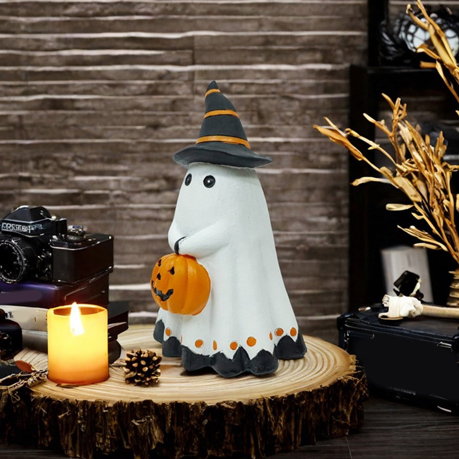 Festival Ghostly Statues Pumpkin Resin Statue Gift for Halloween Enthusiasts and Styles Lover Pumpkin Miniature