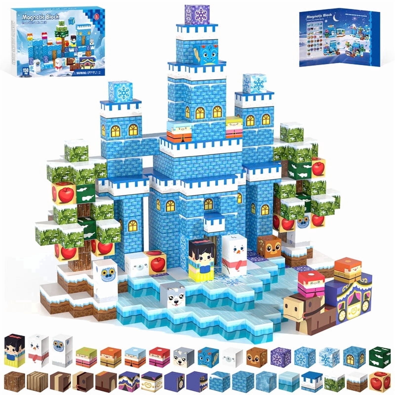 Gryxpox 150Pcs Magnetic Blocks - STEM Sensory Building Toys,Magnetic Toy Blocks,Christmas Birthday Gifts for Boys & Girls Ages 3+