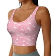 thumbnail image 2 of Gukieu Flamingos and Flowers Print Women's Sports Vest, Low-neck U-shaped Removable Pad Sports Bra for Yoga, Exercise, Dance-Large, 2 of 8