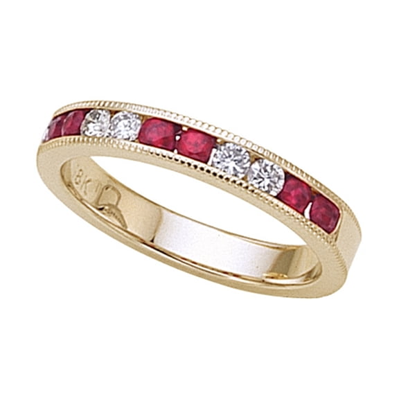 Karina B Genuine Ruby Band in 18 kt Yellow Gold Size 8 Female Adult