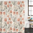 thumbnail image 4 of Small Stall Shower Curtain 48x72 Inch Narrow Half Size Peach Floral Bath Curtains Bathroom Decor, Farmhouse Botanical Garden Flowers Waterproof Fabric Shower Curtain Set with Hooks 48 Inch, 4 of 7