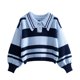 thumbnail image 1 of Gibobby Suéter térmico de manga larga Sudadera corta a de manga larga con medio botón y cuello para mujer (Azul, Talla única), 1 of 4