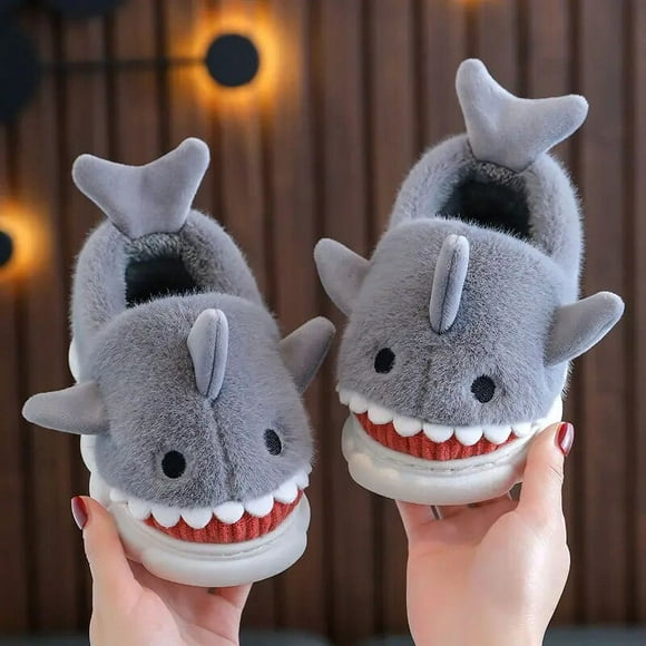 Plush EVA Loafers Kids Shark Slippers for Children Home Sharky Flip Flops Winter Warm Slip On Shark Sandals Baby Infant Shoes