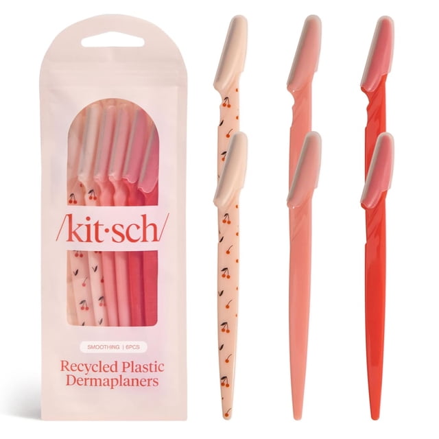 Kitsch Dermaplane Razor for Women Face – Face Razors for Women & Men, Eyebrow Trimmer & Face Shaver – Exfoliating Facial Razor & Skin Care Tool for Smoother Skin - Assorted Cherry Blossom, 6 pcs
