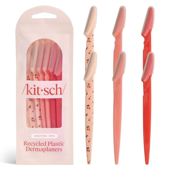 Kitsch Dermaplane Razor for Women Face – Face Razors for Women & Men, Eyebrow Trimmer & Face Shaver – Exfoliating Facial Razor & Skin Care Tool for Smoother Skin - Assorted Cherry Blossom, 6 pcs