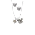 thumbnail image 2 of Delight Jewelry White Snowflake with Glitter and Clear AB Crystal Silver tone Guardian Angel Charm Necklace and Stud Earrings, 2 of 4