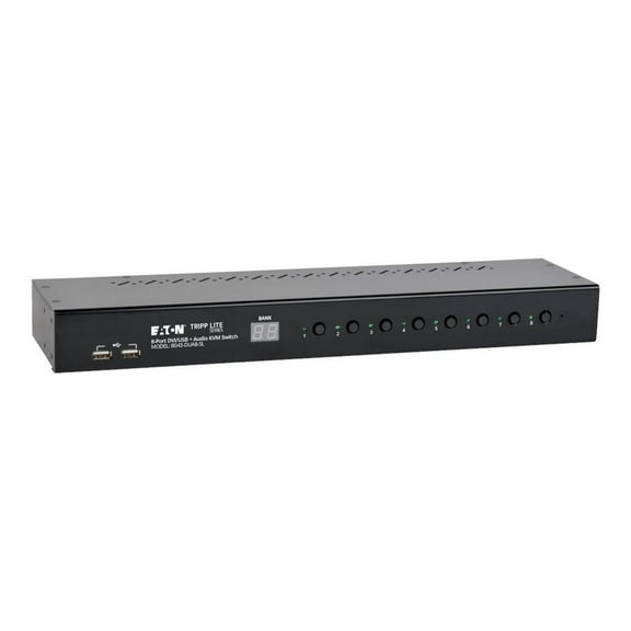 Tripp Lite 8-Port 1U Rack-Mount DVI / USB KVM Switch w/ Audio & 2-Port USB Hub