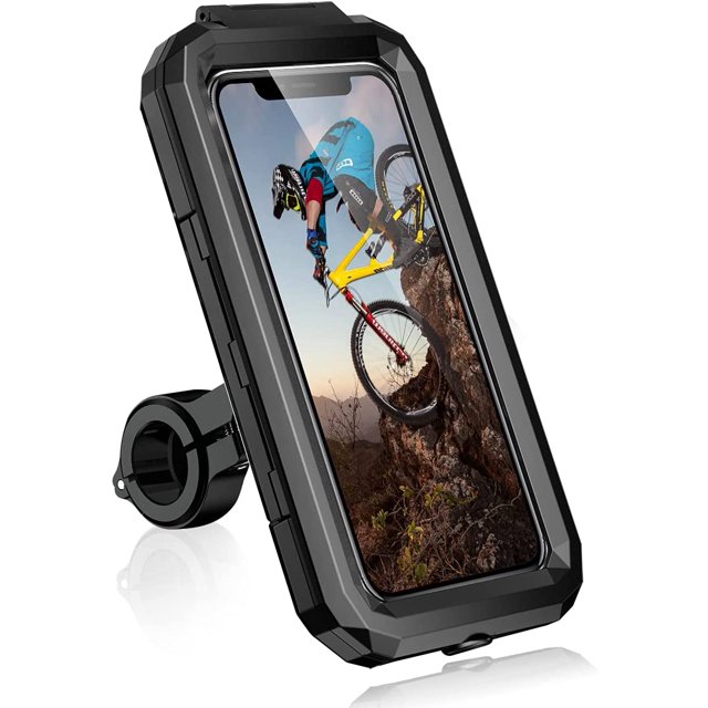 Soporte universal para teléfono de motocicleta, soporte portátil impermeable para teléfono de bicicleta, rotación de 360 °, soporte desmontable para teléfono inteligente para motocicleta, scooter, soporte para teléfono de bicicleta para teléfono inteligente de 5,5 a 6,8 pulgadas Rojo Verde