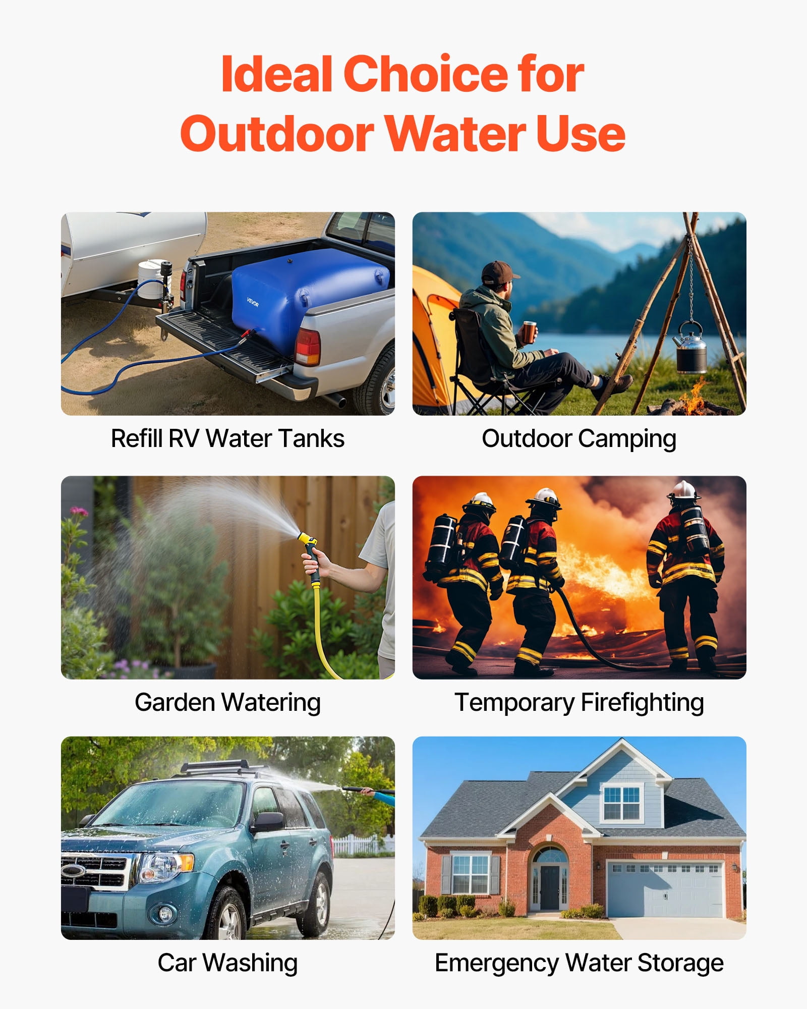 VEVOR Water Storage Bladder 105.7 Gallon Large Capacity Water Bag,Portable & Collapsible Soft Waters Container, Leakproof & Tear-Resistant PVC Emergency Waters Storage Tank for RV Truck & Outdoor Use