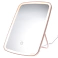 thumbnail image 1 of TABLZONE Desktop Pink LED Makeup Mirror with Dimmable Light for Bathroom Countertop and Bedroom, 1 of 8