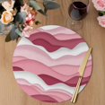 thumbnail image 3 of Pink Ombre Round 15 Inch Placemats Set of 2, Modern Geometric Abstract Art Moire HeatResistant Non Slip Place Mats for Dining Table, Wipeable Braided Kitchen Table Mats for Housewarming, 3 of 9