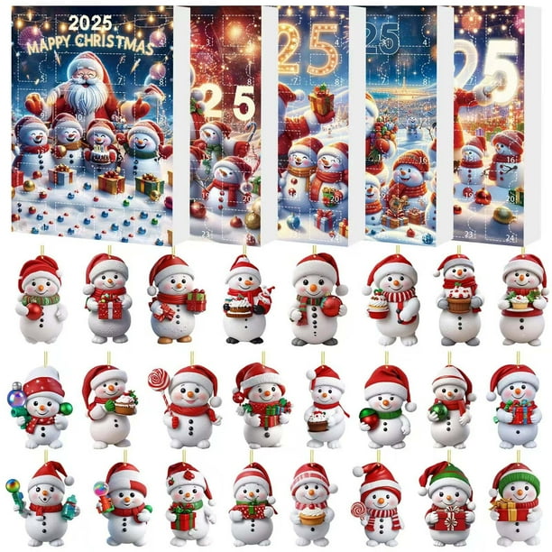 Cute Acrylic Countdown Calendar, Holiday Gift Box, Family Friend Decor, 2025 Christmas Acrylic Decoration, Foldable Design, Portable, Acrylic Material, For Bedroom