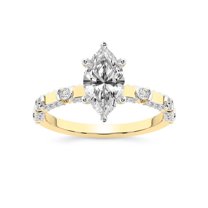 IGI Certified 3 Carat Marquise Shape Lab Grown Diamond Engagement Ring | 14K Yellow Gold | Majestic Love Diamond Accent Ring | FG-VS1-VS2 Quality Friendly Diamonds