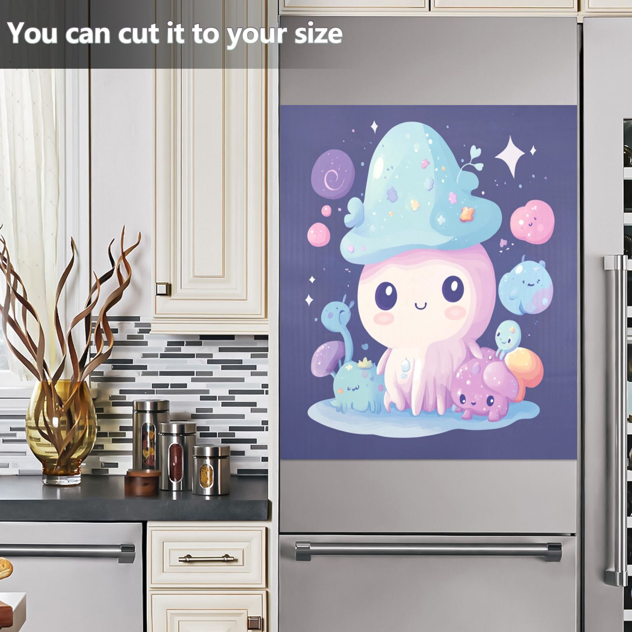 Dishwasher Magnetic Sticker 23x26 Inch Refrigerator Magnetic Sticker Washing Machine Magnetic Sticker Kitchen Panel Magnetic Sticker Home Decor Cartoon Beautiful Jellyfish