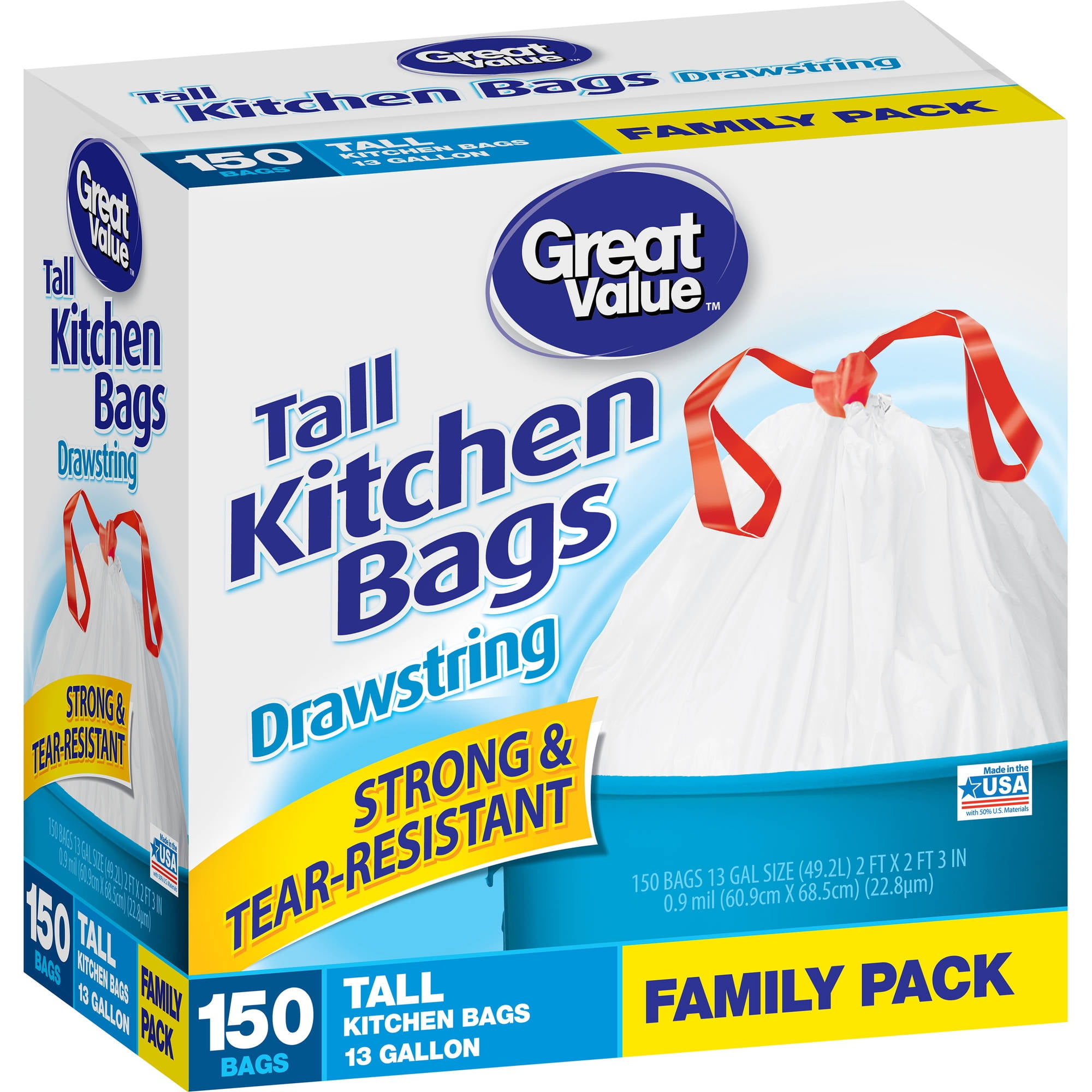 Great Value Drawstring Tall Kitchen Bags  Ct Walmart Com