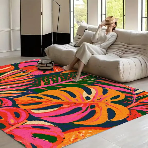 Patifu Vibrant Foliage Doormat Floor Mats Washable Area Rug for Living Room, Non Slip Large Decor Carpet for Bedroom Dining Office