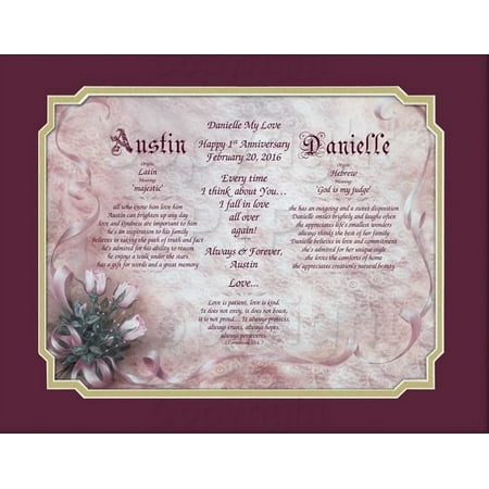 Anniversary Name/Poem Gift (Picture Optional) Name Wall Art Gift for Husband & Wife Couples First One Year Together Wedding Gift for Wife and Husband