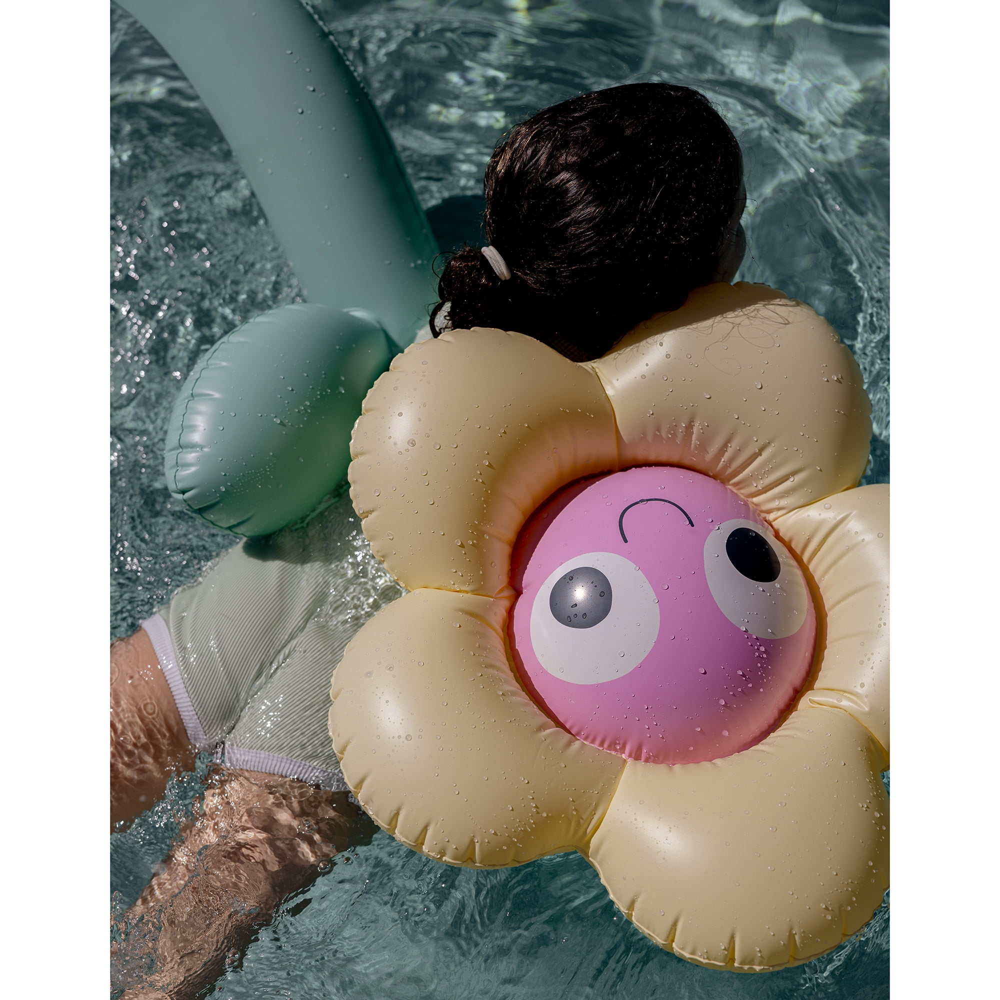 Sunnylife: Kids Inflatable Noodles - Poppy the Peach Flowers - 2pk Shaped Pool Floats, Water Play Toy, Lounge Ride-On, Curled Stems, Pink-Yellow-Green