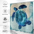 thumbnail image 4 of Teal Sea Turtle Shower Curtain, Ocean Beach Theme Underwater Marine Animal Turtle Bathroom Curtain Waterproof Fabric Machine Washable with 12 Hooks, 4 of 6