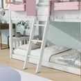thumbnail image 5 of Llinc Store Twin Over Twin House-Shaped Bunk Bed with Roof And Windows, Wooden Playhouse with Safety Guardrails And Ladder (Pink+White), 5 of 6