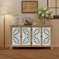 thumbnail image 3 of Living Room Cabinets Accent Cabinet with 4 Doors, Farmhouse Sideboard Buffet Cabinet with Storage, Modern Credenza Storage Cabinet with Wood Carved Floral Doors for Living Room, Dining Room, Entryway, 3 of 11