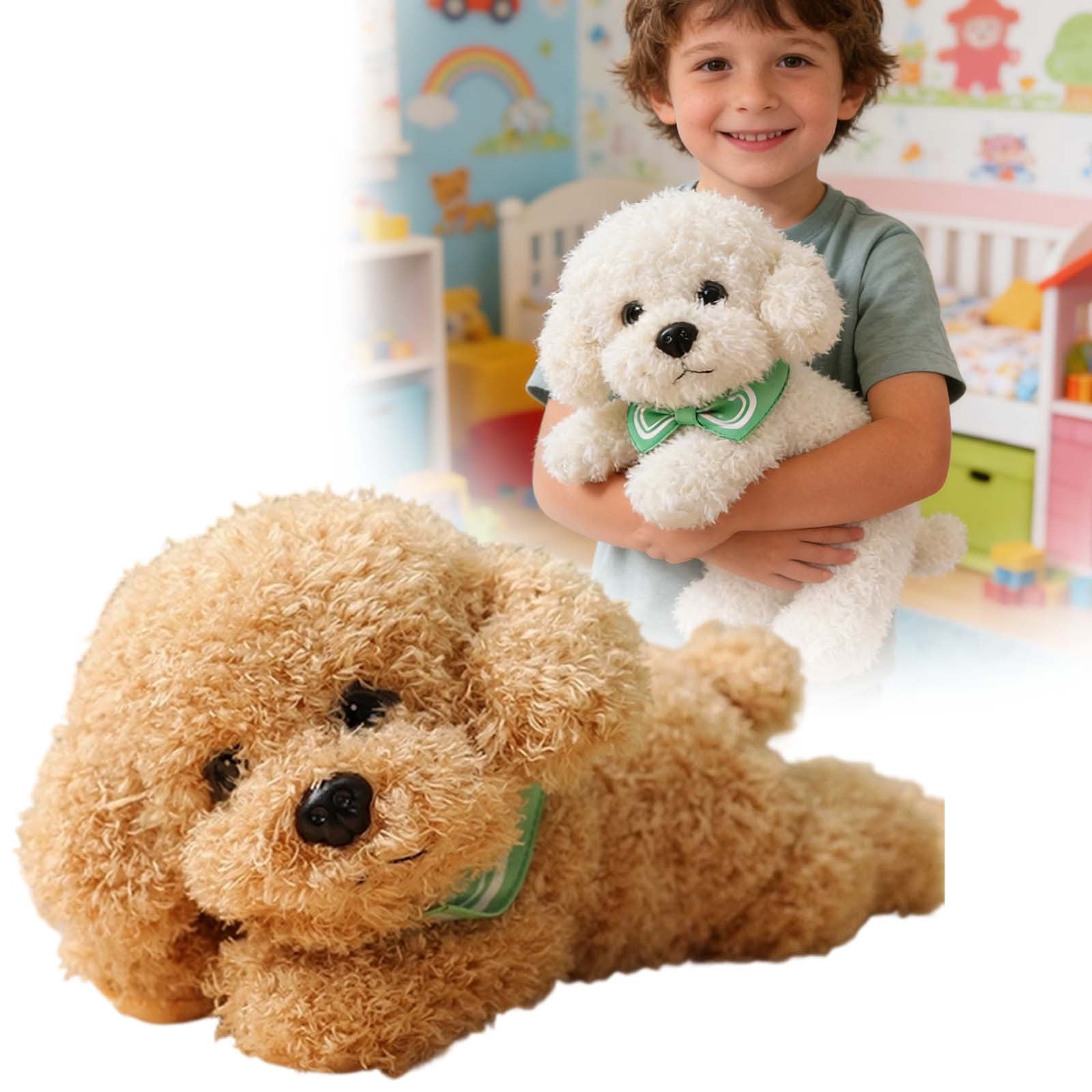 zhonghuaying Dog Stuffed Animal, Golden Doodle Puppy Plush Toy with Realist Weighted Soft dog stuffed gift for boys girls11 inches (A)