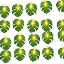 Kabuer Monstera Leaf String Lights, Artificial Rattan Palm Leaves for Summer Decoration, Indoor and Outdoor Spaces, 20 LED