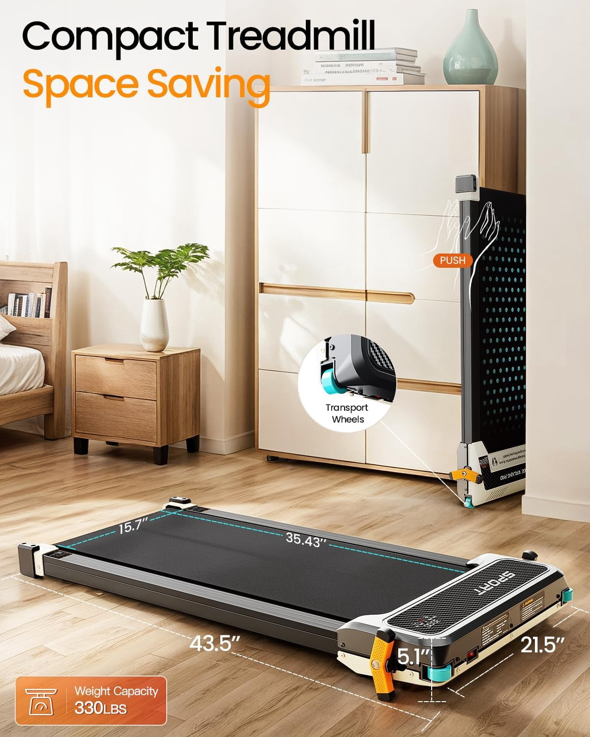 UP PAD 2-in-1 Smart Treadmill, Shiatsu Foot Massage Treadmill, 2.5HP Incline Walking Pad for  Home