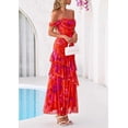 thumbnail image 4 of PRETTYGARDEN Women's Formal Cocktail Maxi Dresses Summer Off Shoulder Floral Mesh Bodycon Spring Wedding Guest Dress, 4 of 10