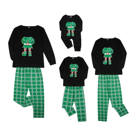 

Family Christmas Pajamas Elf Print Matching Pajamas Set PJs Loungewear Set for Mama Papa Kids