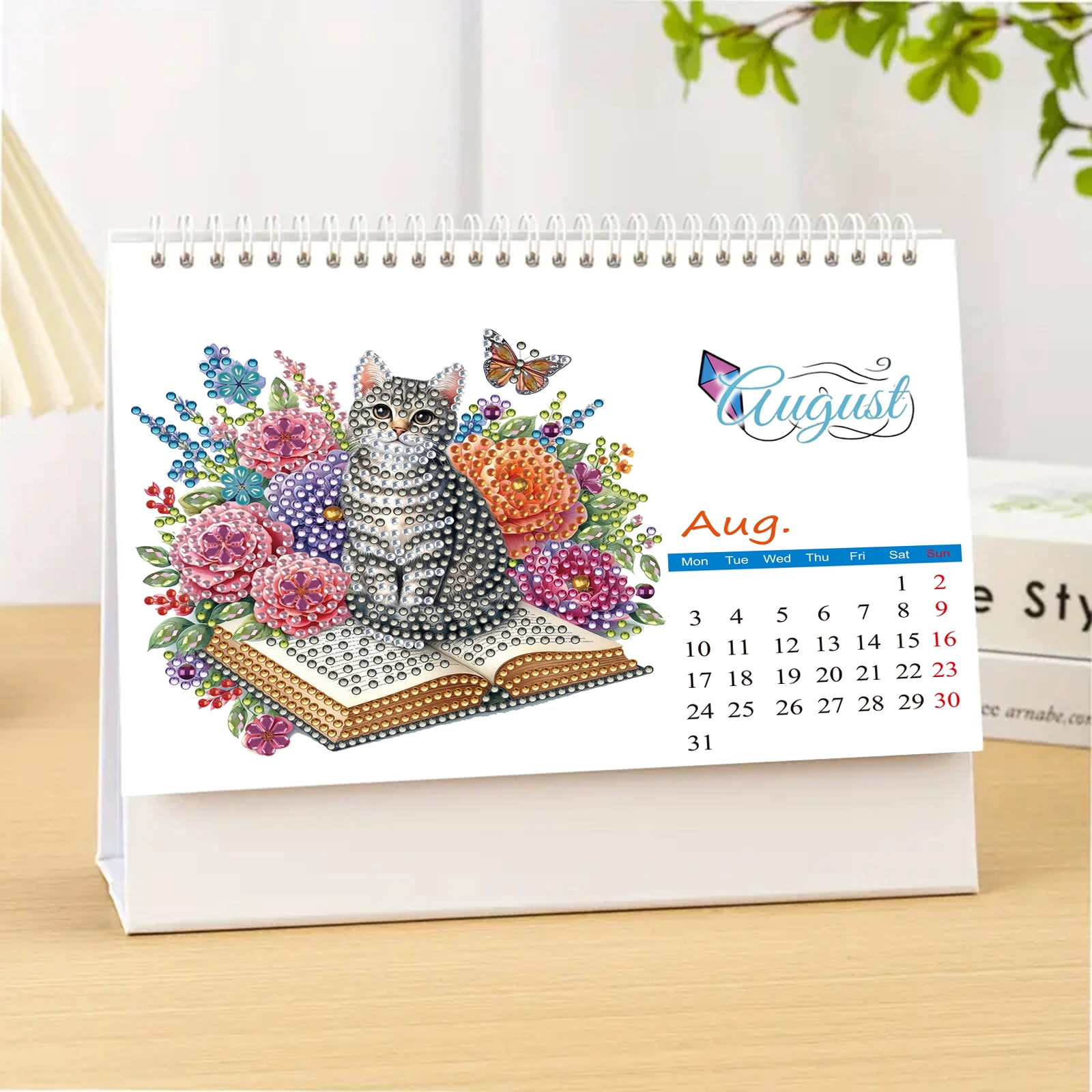 FLOPESN 2026 Desk Calendar DIY Diamond Painting Craft Kit – Complete Paper Calendar with Special Drills, Holiday Wreath & Gnome Themes for Home Office Decor-Waterfall