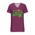 thumbnail image 5 of Erwazi St Patricks Day Women Short Sleeve T-Shirts V Neck Shamrock Funny Clover Tee Tops, 5 of 6