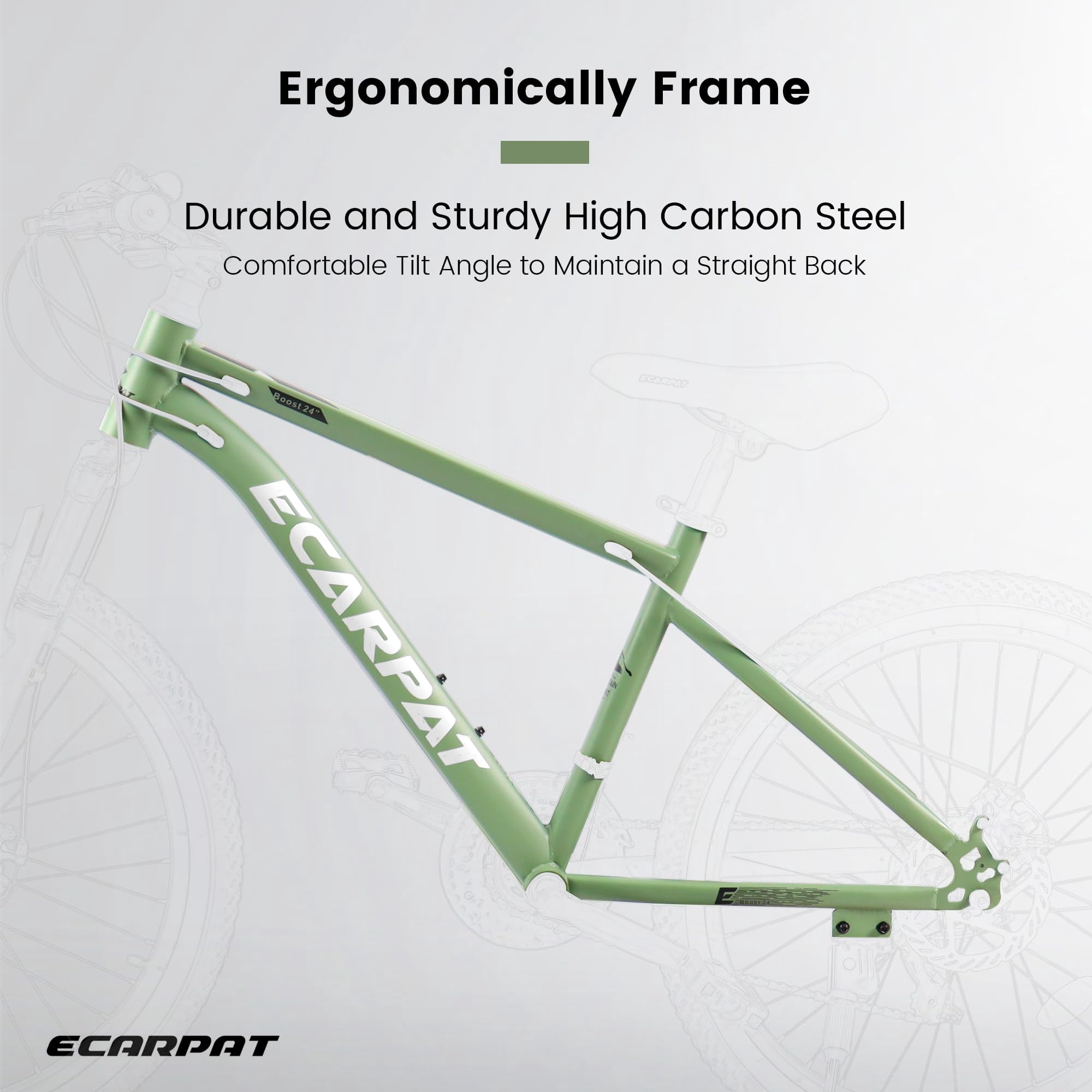 24 Inch Mountain Bike For Teenagers, High Carbon Steel Frame, Disc Brakes, Durable Design, Brown Edge Tires, Ideal For School Commuting