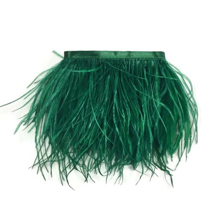Sexy Feather Trim - 1 Yard - Hunter Green Ostrich Fringe Trim Wholesale Feather (Bulk)