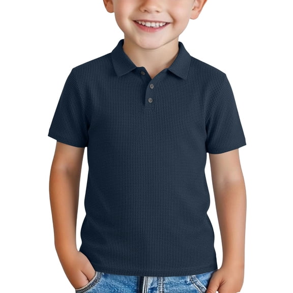 XKHAZA Summer Pol𝗼 Shirts for Boys Short Sleeve Slim Fit Textured Dress Shirt 𝗖lassic Performance G𝗼lf Tops Quick 𝗗ry Collared Tees