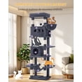 thumbnail image 4 of Cat Tree, 82.6‑Inch Tall Multi‑Level Cat Tower for Indoor Cats with Scratching Posts, Hammock and Pom‑Poms, Dark Gray, 4 of 10
