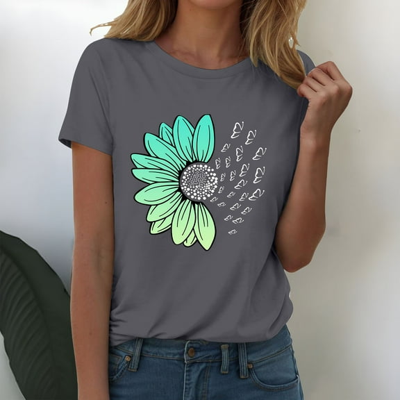 Gray Womens Summer Tops Womens Fashion Workout T Shirts Athletic Plus Size Tops Summer Trendy Clothes 2025 Short Sleeve Spring Tee Shirts for Women