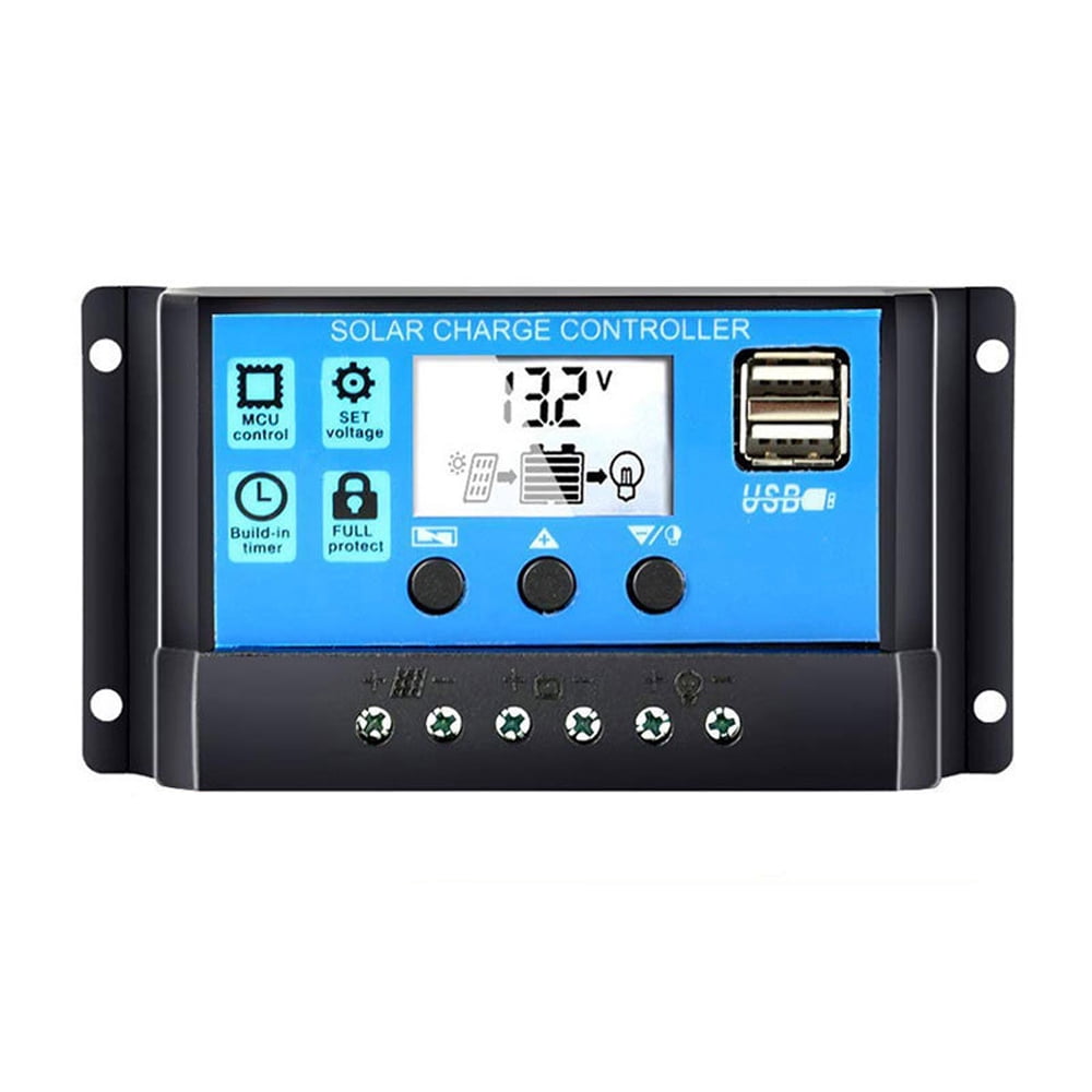 10 Amp12/24V Solar Panel Charge Controller Regulator USB LCD Auto Battery USA 