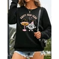thumbnail image 3 of Women's Elegant Casual New Year Graphic Print Sweatshirt - Happy New Year Lettering with Festive Champagne & Fireworks Design Long Sleeve Crew Neck Pullover, Machine Washable Holiday Party Apparel, 3 of 6