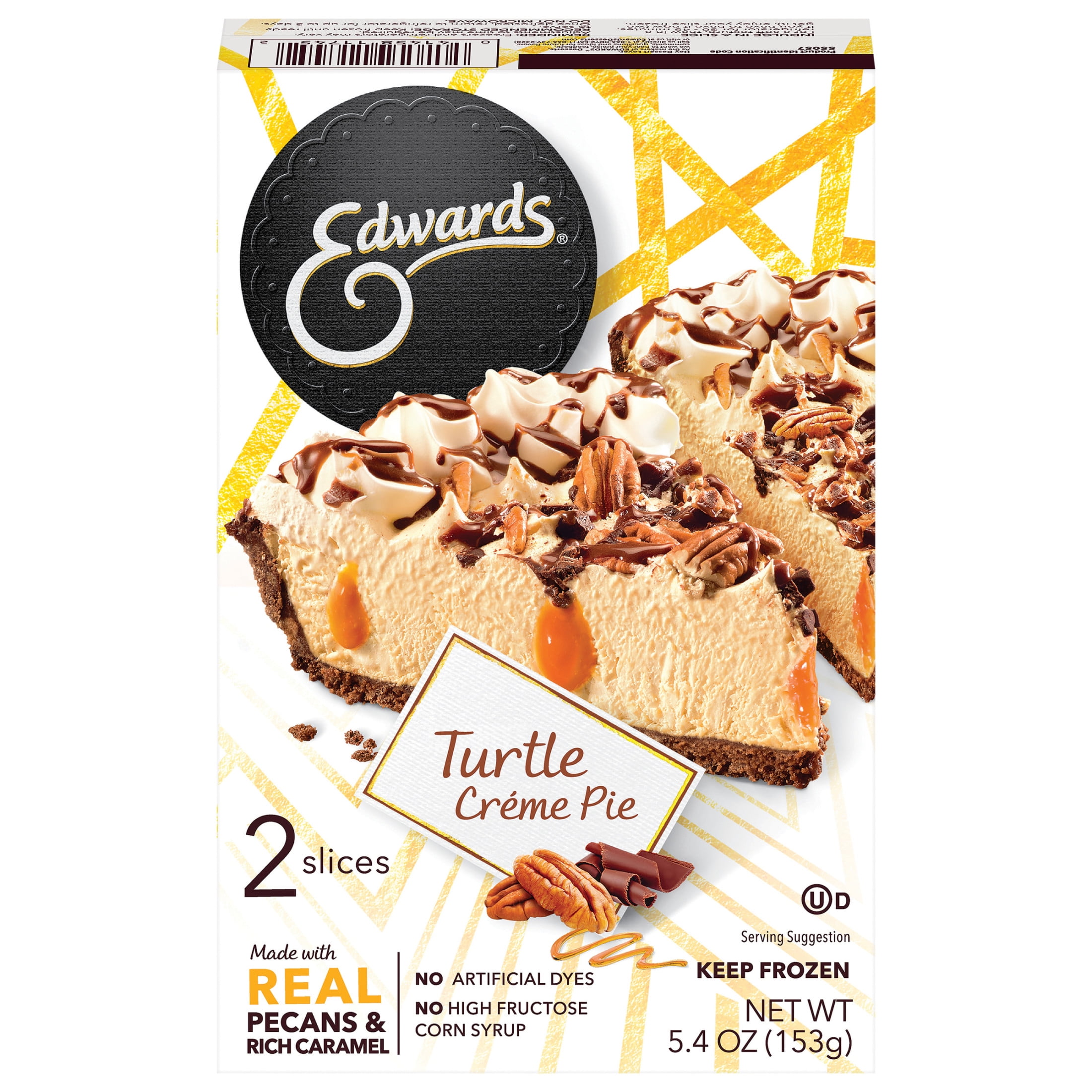 Edwards Singles Desserts Frozen Turtle Pie Slices, 5.41 oz 2 Pack
