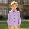 thumbnail image 5 of GobdXE Boys Girls Spring Fall Long Sleeve Striped Button Down Shirt Collared with Chest Pocket Back to School Casual Top Size:6-7 Years, 5 of 6