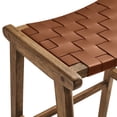 thumbnail image 6 of Modway Saoirse 29.5" Woven Leather & Wood Bar Stool in Brown/Walnut (Set of 2), 6 of 10