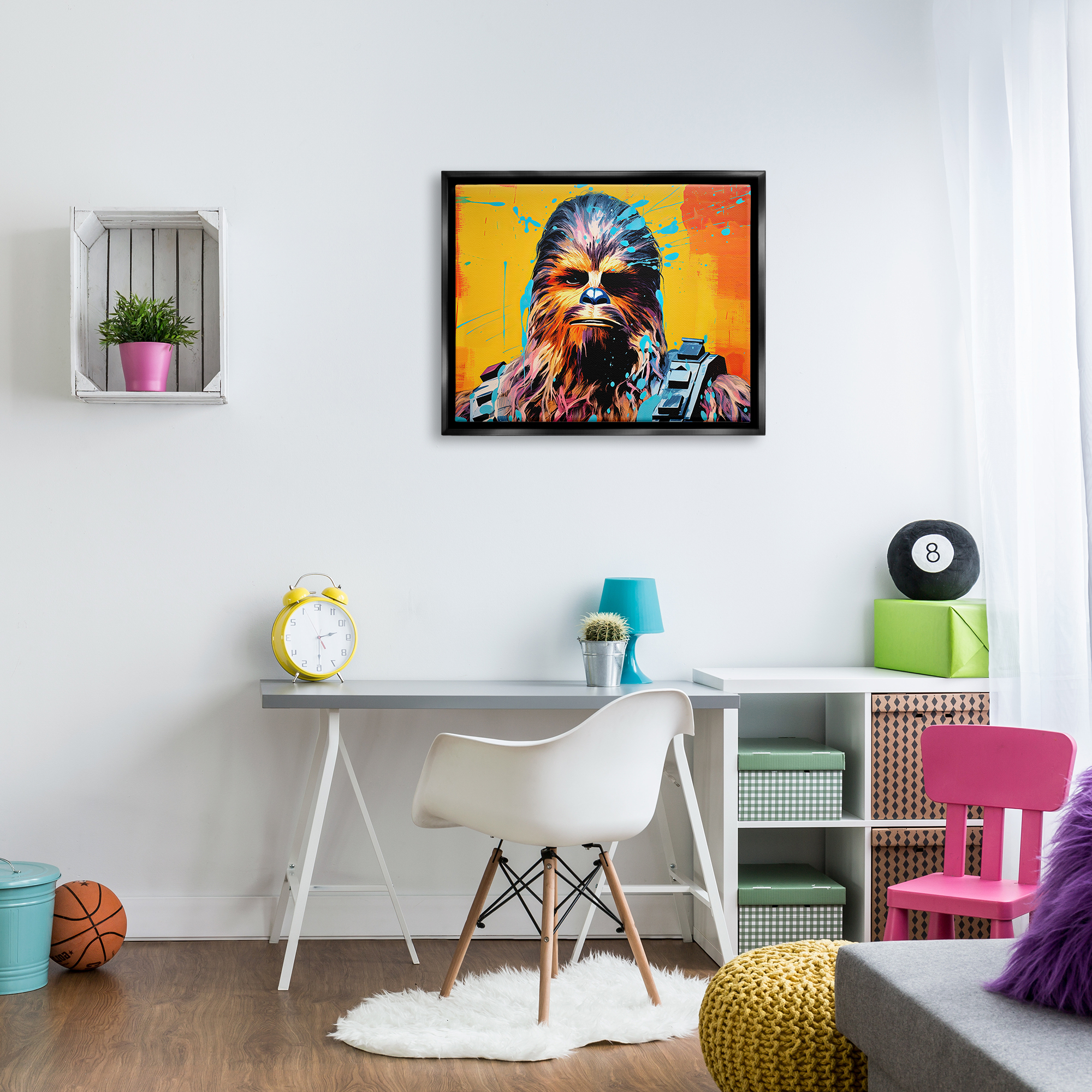 Stupell Industries Urban Splash Sci-Fi Creature Fairy Tales & Fantasy Painting Black Floater Framed Canvas Art Print Wall Art, 31 x 25