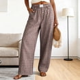 thumbnail image 2 of GEWSEY Womens Pajama Pants Cotton Plaid Lounge Pants Y2K Pj Bottoms Drawstring Sleepwear With Pockets S-3XL (Coffee, M), 2 of 9