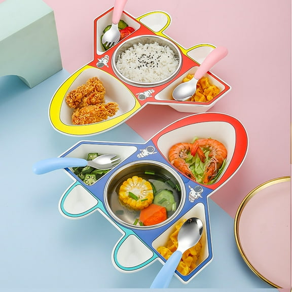 BESTYASH Stainless Steel Airplane Serving Plate Set with Split Design, and Resistant to Fall and Wear for Celebrations