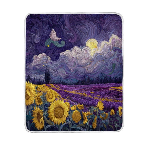 Wobogo Blooming Sunflowers Flannel Fleece Bed Blanket as Bedspread Coverlet Sofa blankets (50x60in) Soft Lightweight Warm and Cozy