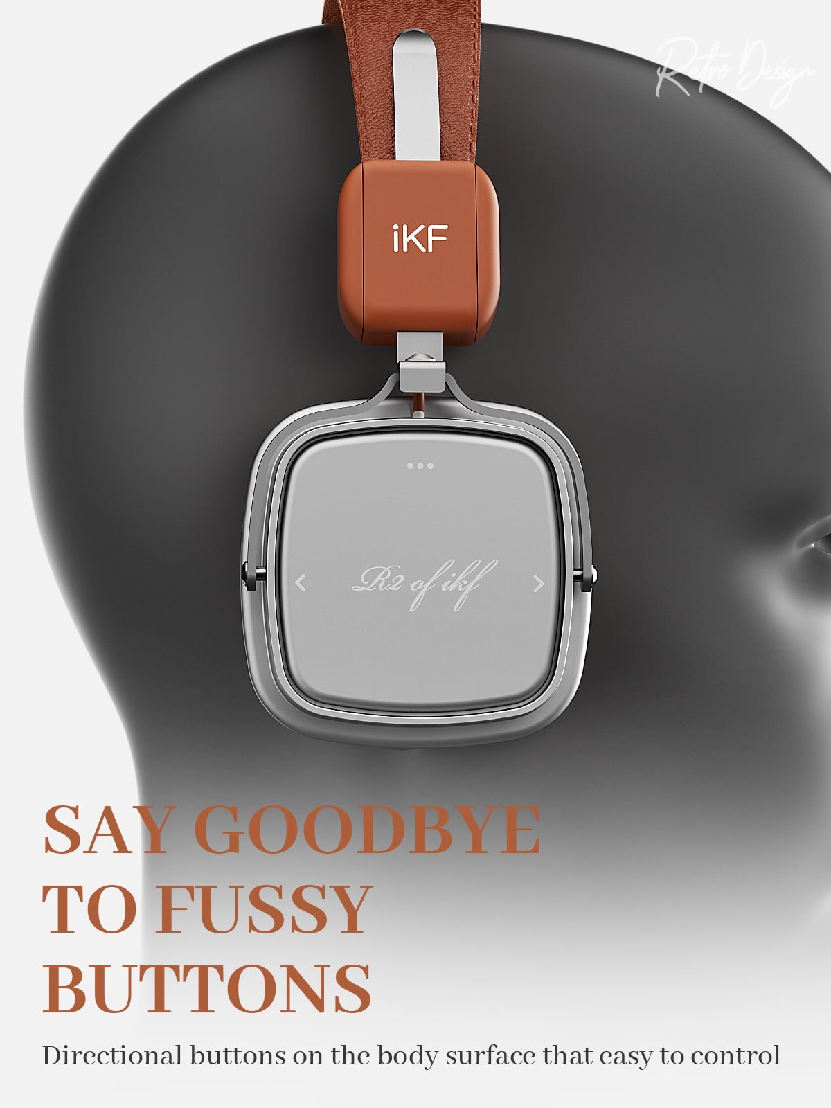 iKF R2 Wireless Headphones Retro Wired Headphones Bluetooth 5.4 Music Controls, 60 Hours Playtime Noise Isolation Fast Charging Throwback 80s 90s Design (Brown)