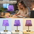 thumbnail image 3 of Modern Minimalist Cone Desk Lamp Antique Bronze Base & Linen Shade Bedside Table Lamp for Bedroom Living Room, Office, Dorm Purple Background with White Line Medium, 3 of 8