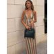 thumbnail image 4 of TRAFZA Sexy Deep V Neck Fashion Lace Splicing Crochet Pattern Summer Women's Slim Midi Skirt Women's Elegant Slip Dress Y2K, 4 of 5