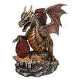 thumbnail image 4 of Fantasy Bronzite Fire Dragon Guarding LED Scaled Egg Decorative Figurine, 4 of 9